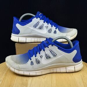 Nike Free 5.0 Shoes Mens Sz 9 White/ Blue Sneaker Running Comfort Gym 579960-410
